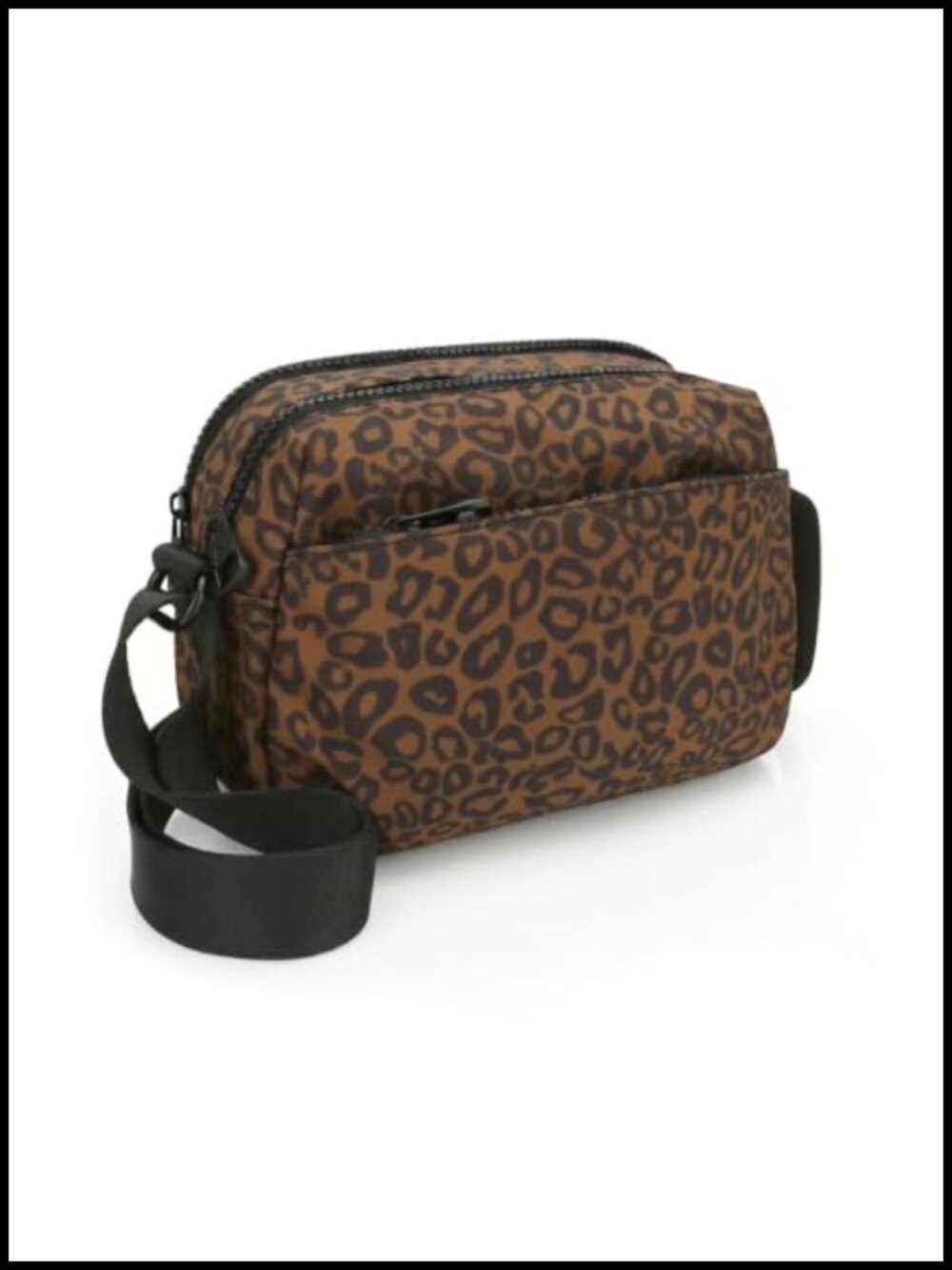 Small Leopard Nylon Crossbody Bag Adjustable Strap Travel Purse